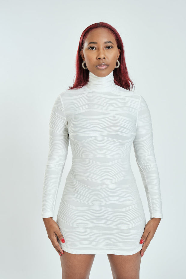 Texture Turtleneck Mini Dress | White ...